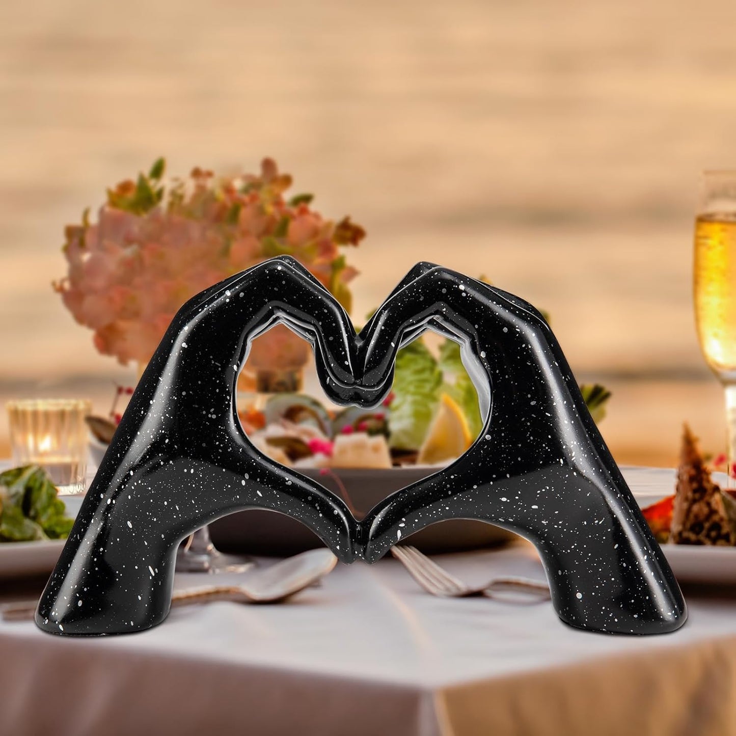 Valentines Day Gifts for Him, Heart Hands Sculpture, Heart Hands, Valentines Day Decorations, Black Room Decor for Living Room Bedroom Bookshelf, Black