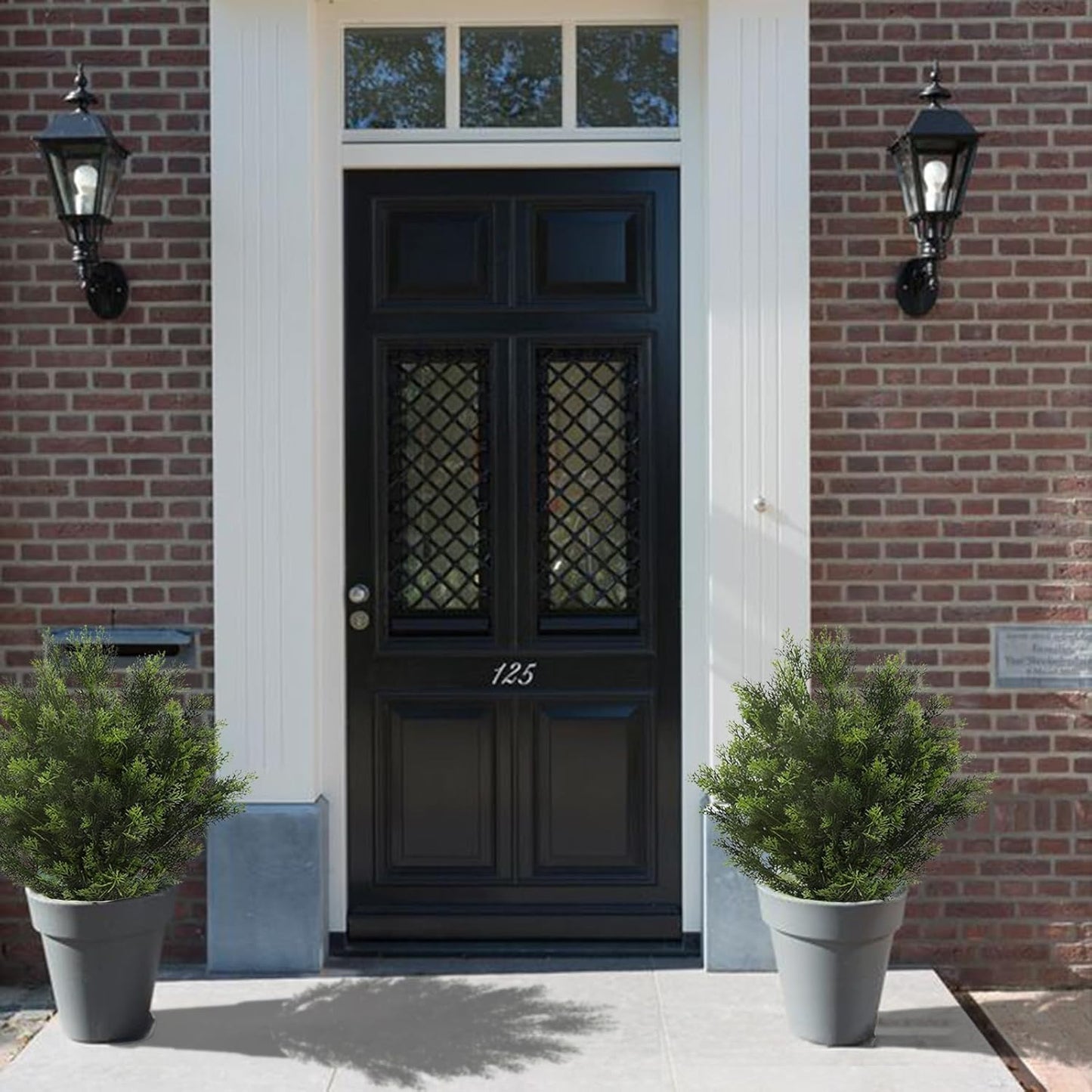 momoplant 31 Inch Tall Artificial Cedar Topiary Tree Set of 2 Faux Cypress Evergreen Potted Plants for Outdoor & Indoor Decor