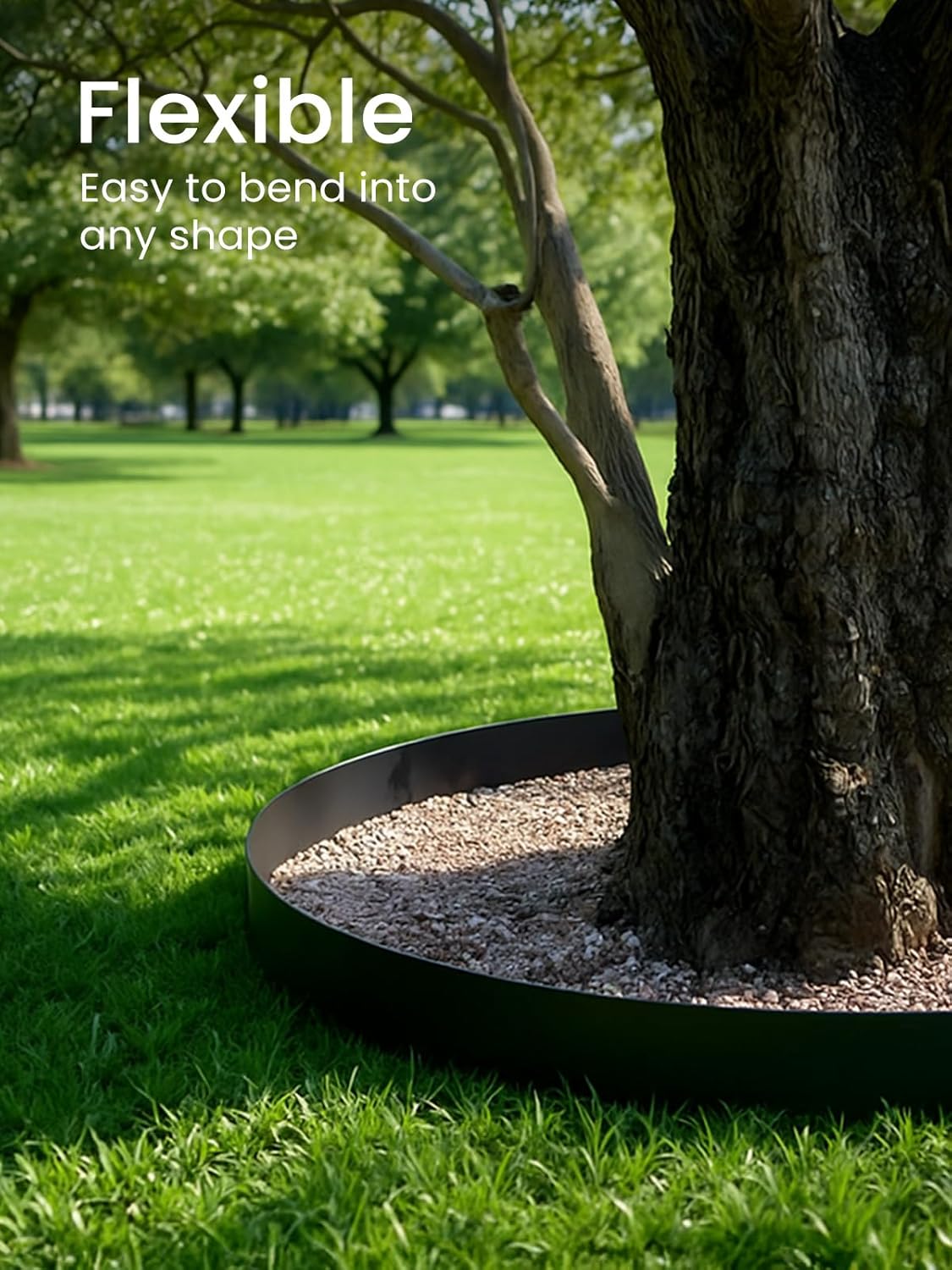 GROWNEER 150FT Landscape Edging Flexible 4 inch Tall Garden Border with 130pcs Galvanized Steel Anchoring Spikes and Hammer Lawn Edging Kit for Flower Bed, Pathway, Landscaping Project, Black