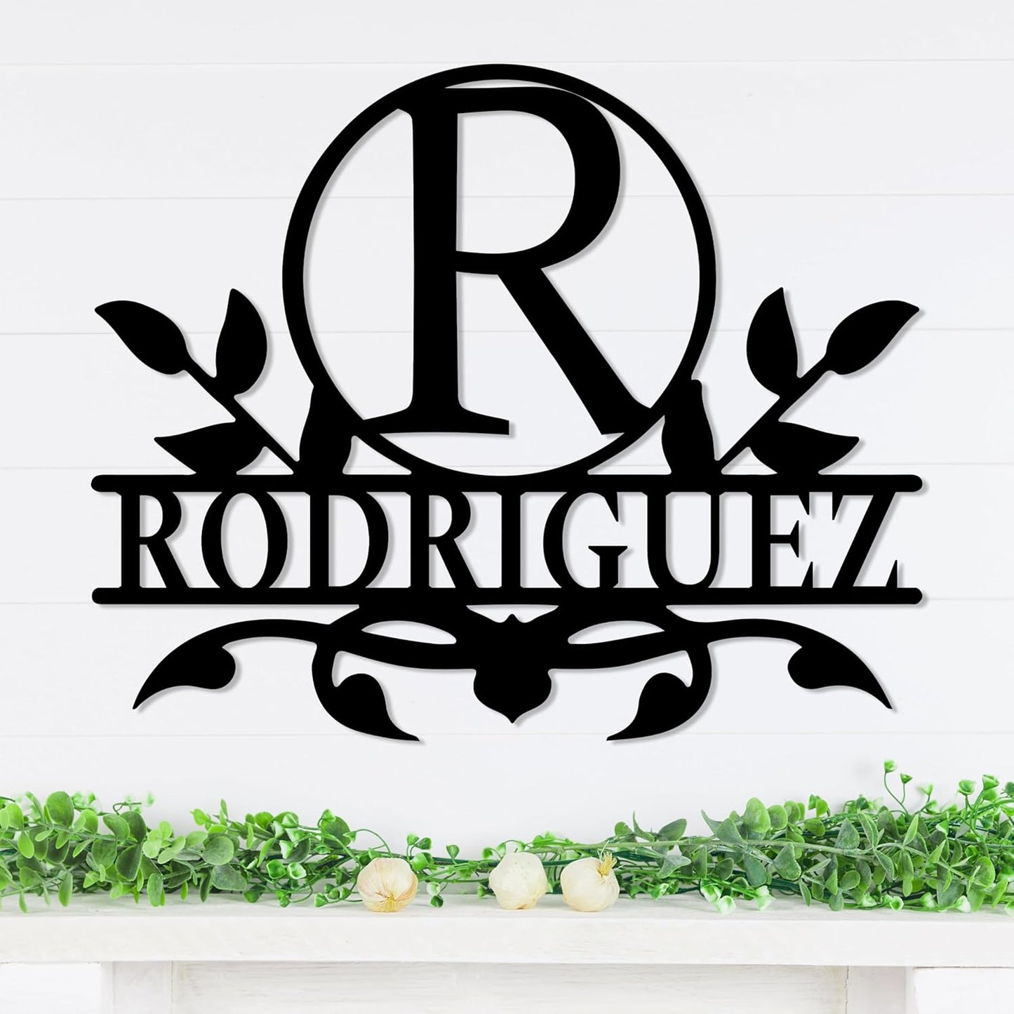 Personalized Metal Name Sign, Custom Monogram Wall Decor, Family Name Sign, Various Sizes & Colors, Steel, 12 inches