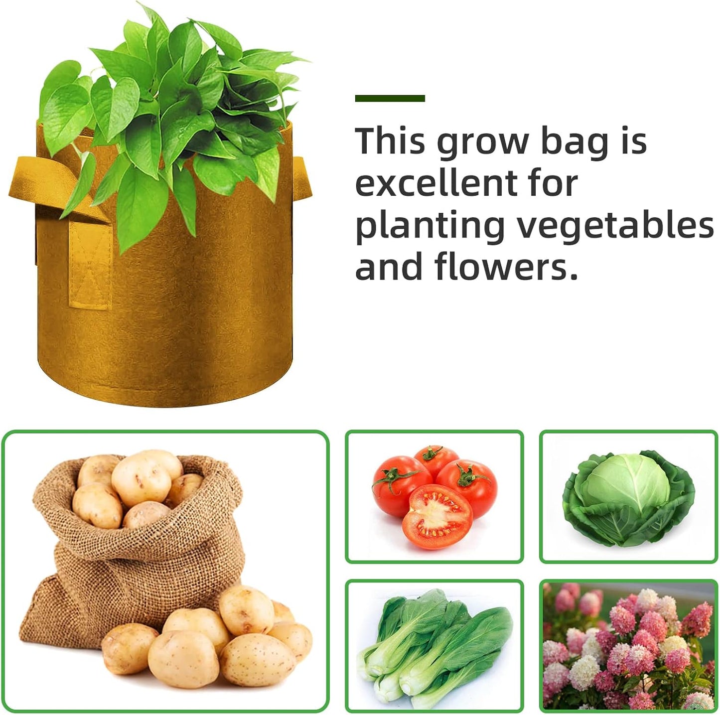 12-Pack 5 Gallon Plant Grow Bags, Thickened Nonwoven Fabric Pots with Handles, Vegetable Planter Bags Containers, Cloth Planters for Garden Vegetable/Flower/Plant/Fruits Outdoor (Brown)