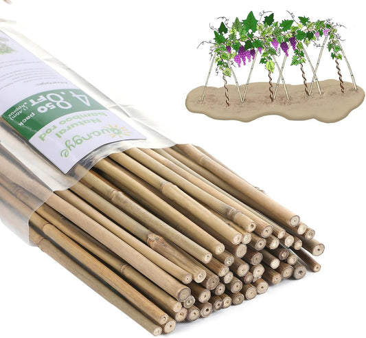 Plant Bamboo Post,5Feet,Bamboo Garden Stakes,50PcsBamboo Stakes,for Tomato,Beans,Vegetable and Flowers, Potted Plants,Indoor and Outdoor Climbing Plants