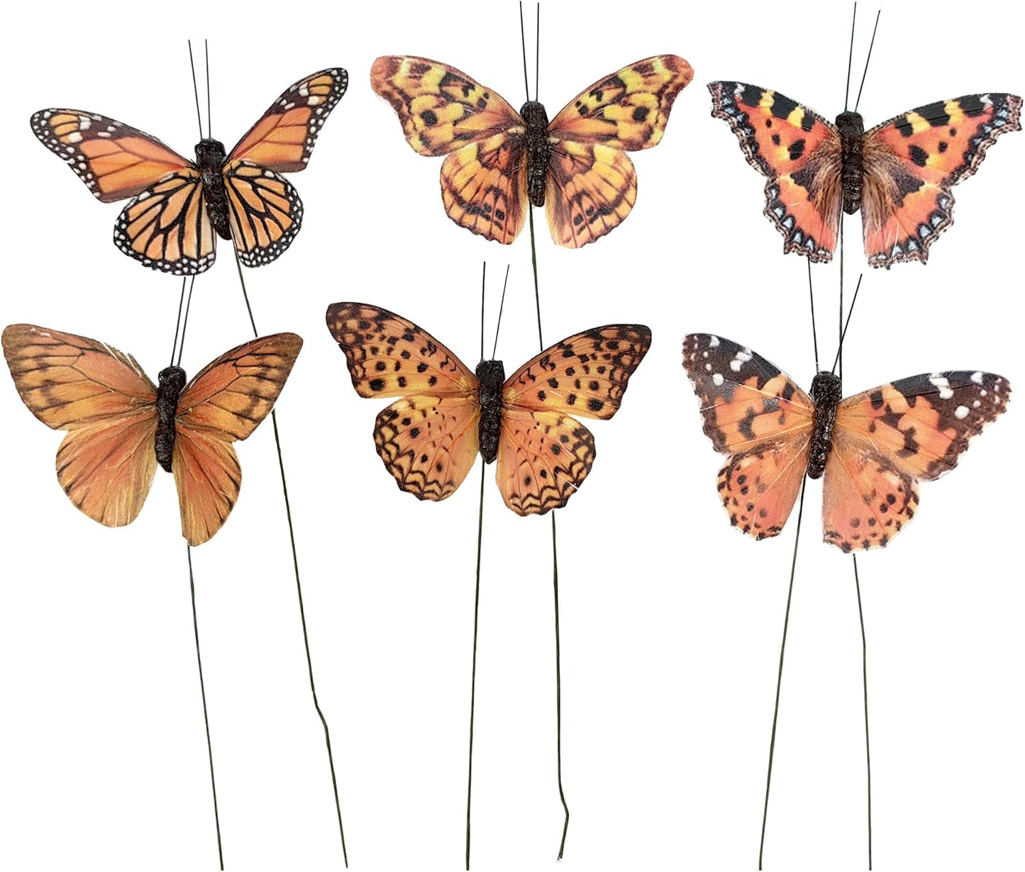 Berfutall-Artificial Feather 3D Butterfly Party Decorations Set of 12 with Wire 6 Color Ornaments for Christmas Tree…