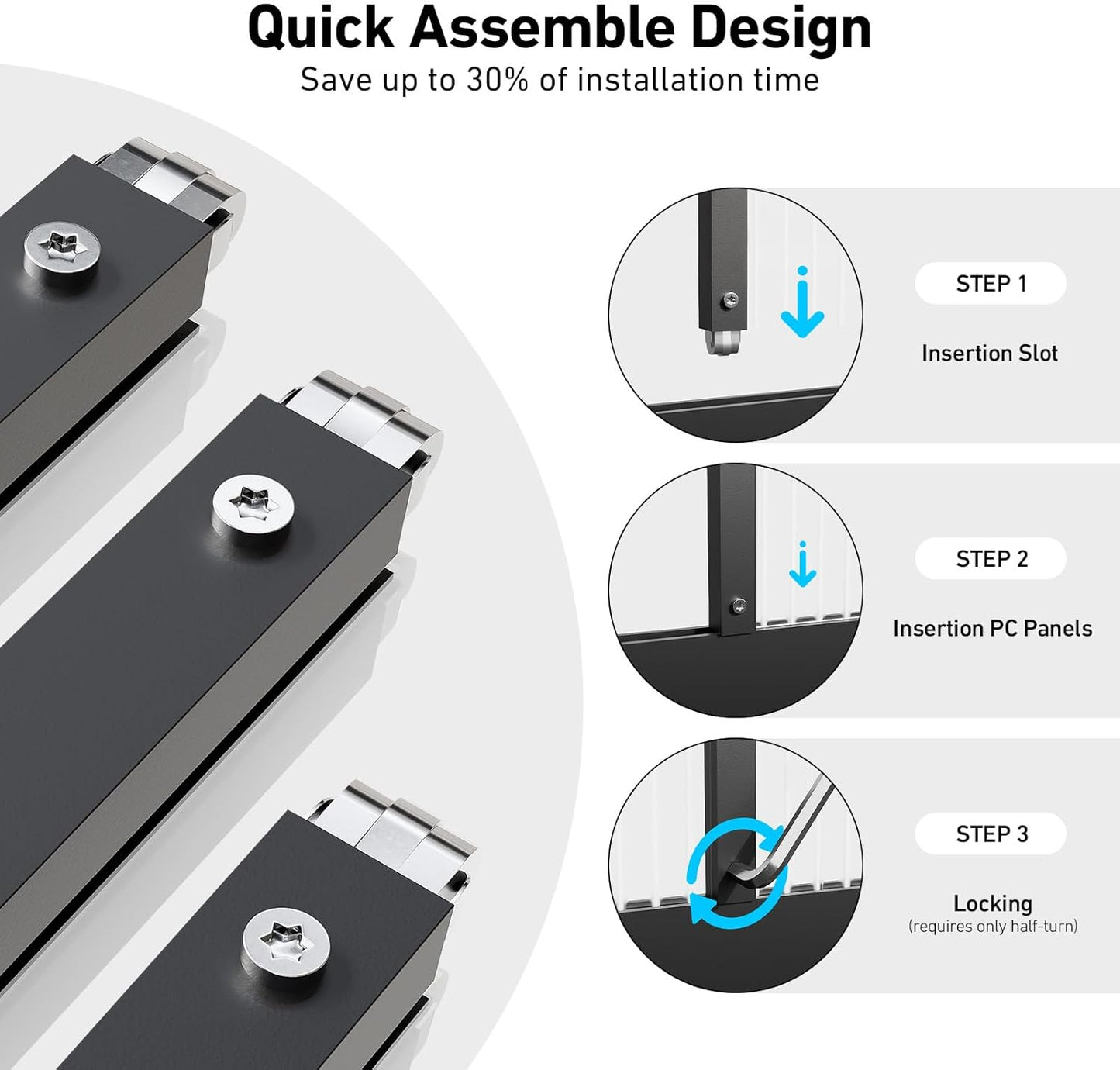 8x10FT Greenhouses for Outdoors, Polycarbonate Green House with UV Protection, Heavy Duty Greenhouse with Windproof Aluminum Frame, Roof Vent & Quick-Install Design for Backyard or Garden Use