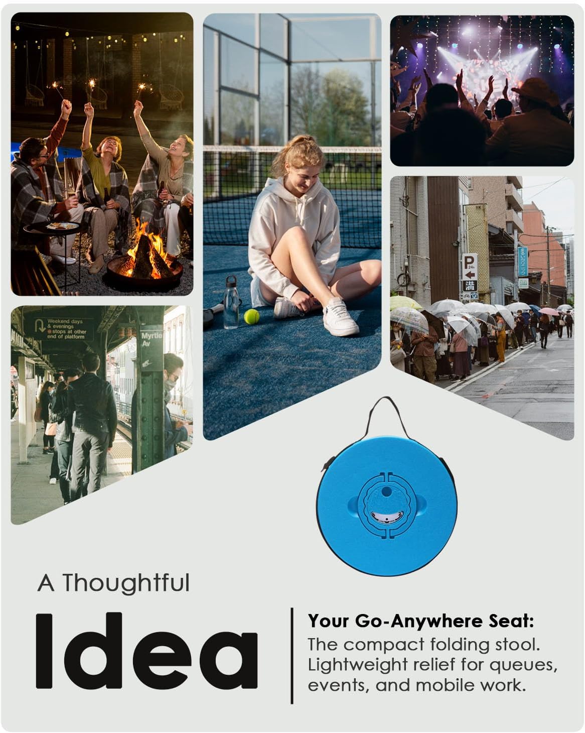 18-inch Heavy Duty Collapsible Stool - 800 lbs Capacity, 2.6 lbs Lightweight Portable Folding Stool for Camping, Travel, Music Festivals and Other Outdoor Events