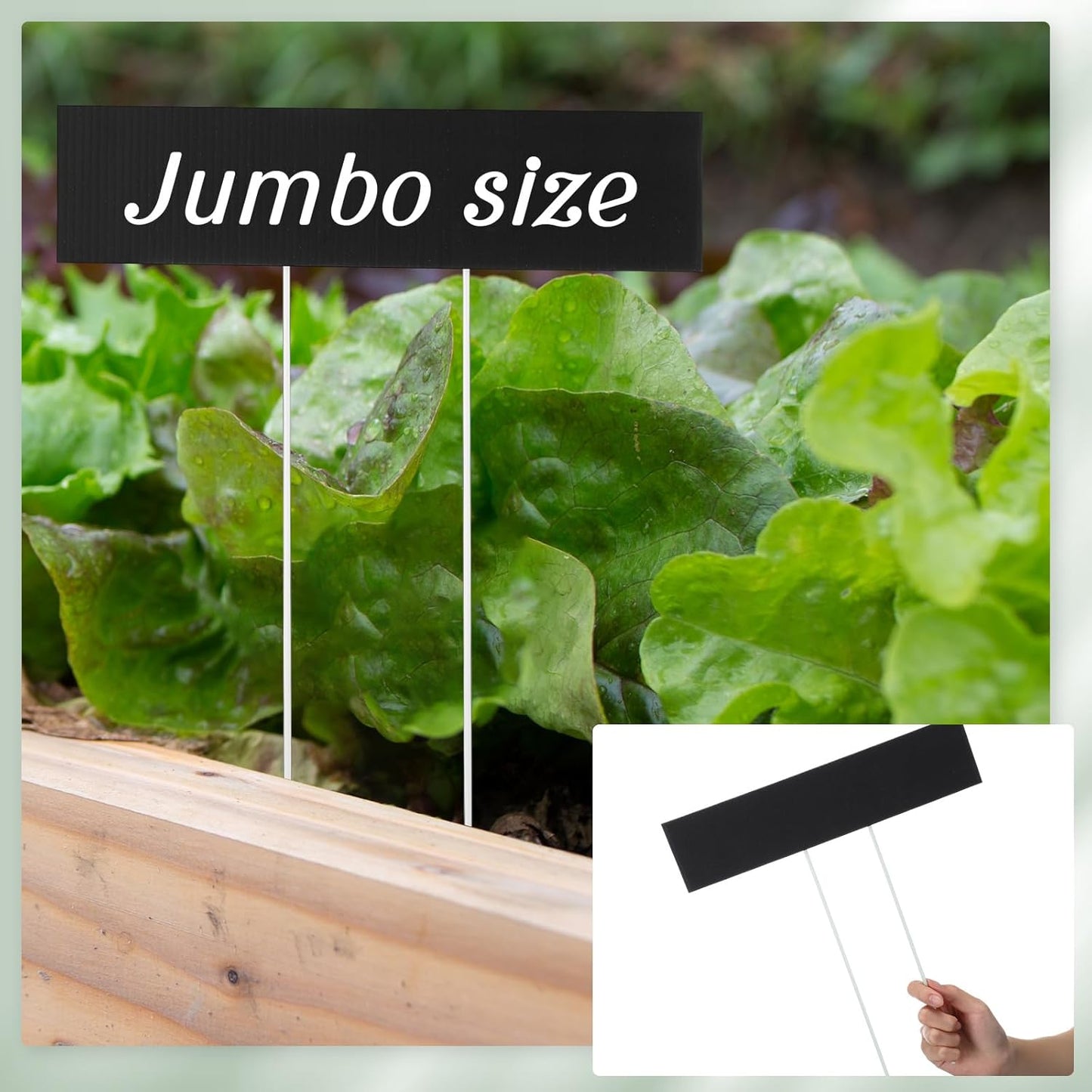 10 Set Jumbo Outdoor Plant Label Stakes Waterproof Nursery Garden Markers Plastic T Type Plant Tag Identification Stake with Marker Pen for Herb Vegetable Flowers, 12" High (Black)