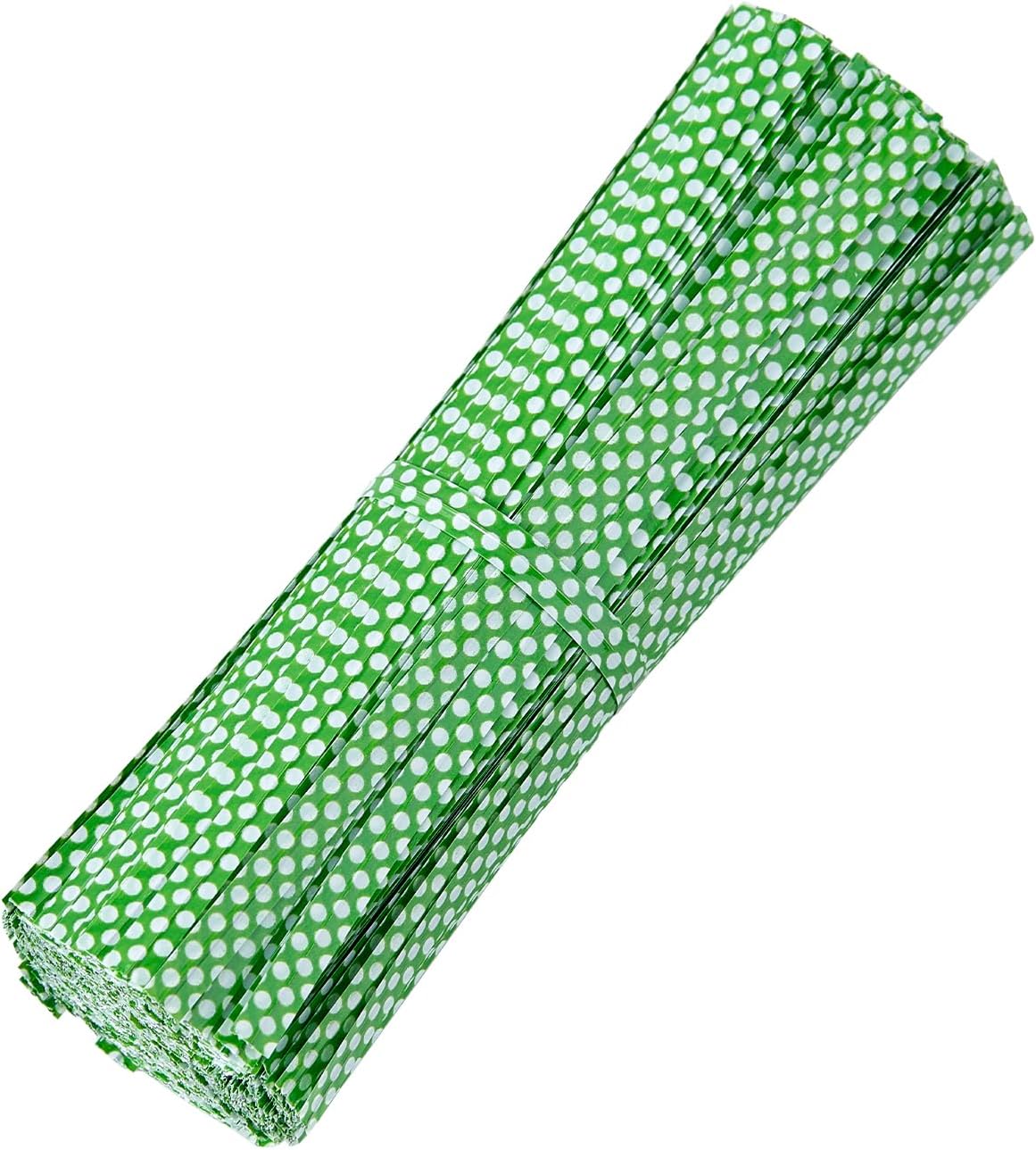 500 PCS 4" Polka-Dotted Bag Twist Ties,Green with Dots Plastic Twist Ties Bread Bags Ties for Candy Cookies Gift Bags and Decoration