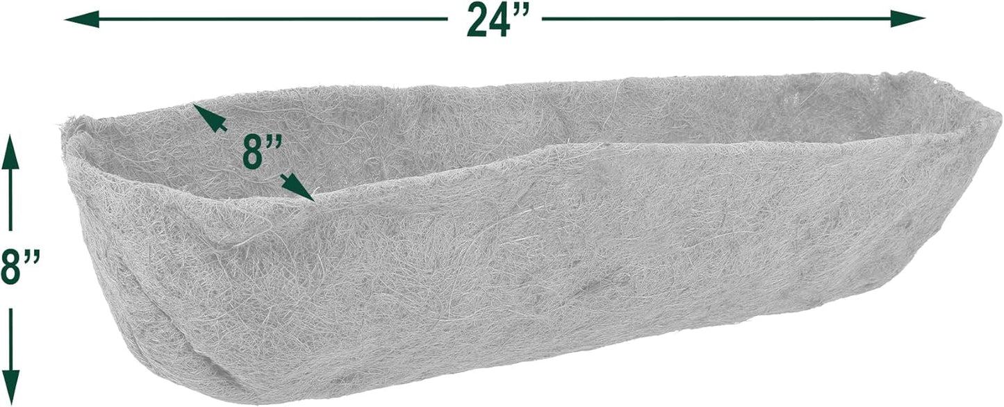 Arcadia Garden Products Extra Durable 1540B 24-inch Coco Liner for Wall Trough Hanging Window Box Basket Planters, Natural Coconut Fiber Replacement Liner for Garden Outdoor Railing Flower Pots