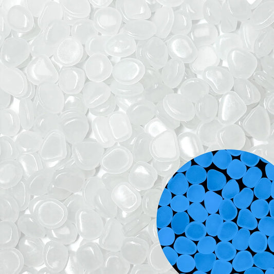 Glow in The Dark Rocks Outdoor Garden Pebbles Stones, 1.2Lbs White Fish Tank Glow Rocks Resin Glowing Pebbles for Garden/Aquarium/Planter/Walkway/Driveway