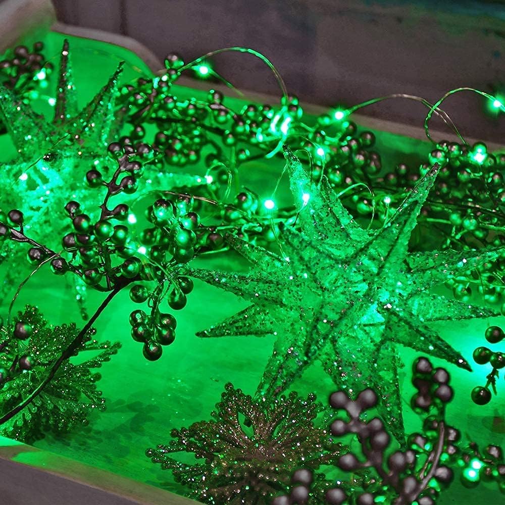 2 Pack Solar Powered Fairy String Lights Outdoor Waterproof 8 Modes Twinkle Christmas Decorations Lights, Each 33ft-100LED, 40ft-120LED, 66ft-200LED, 80ft-240LED, (Green, 33)