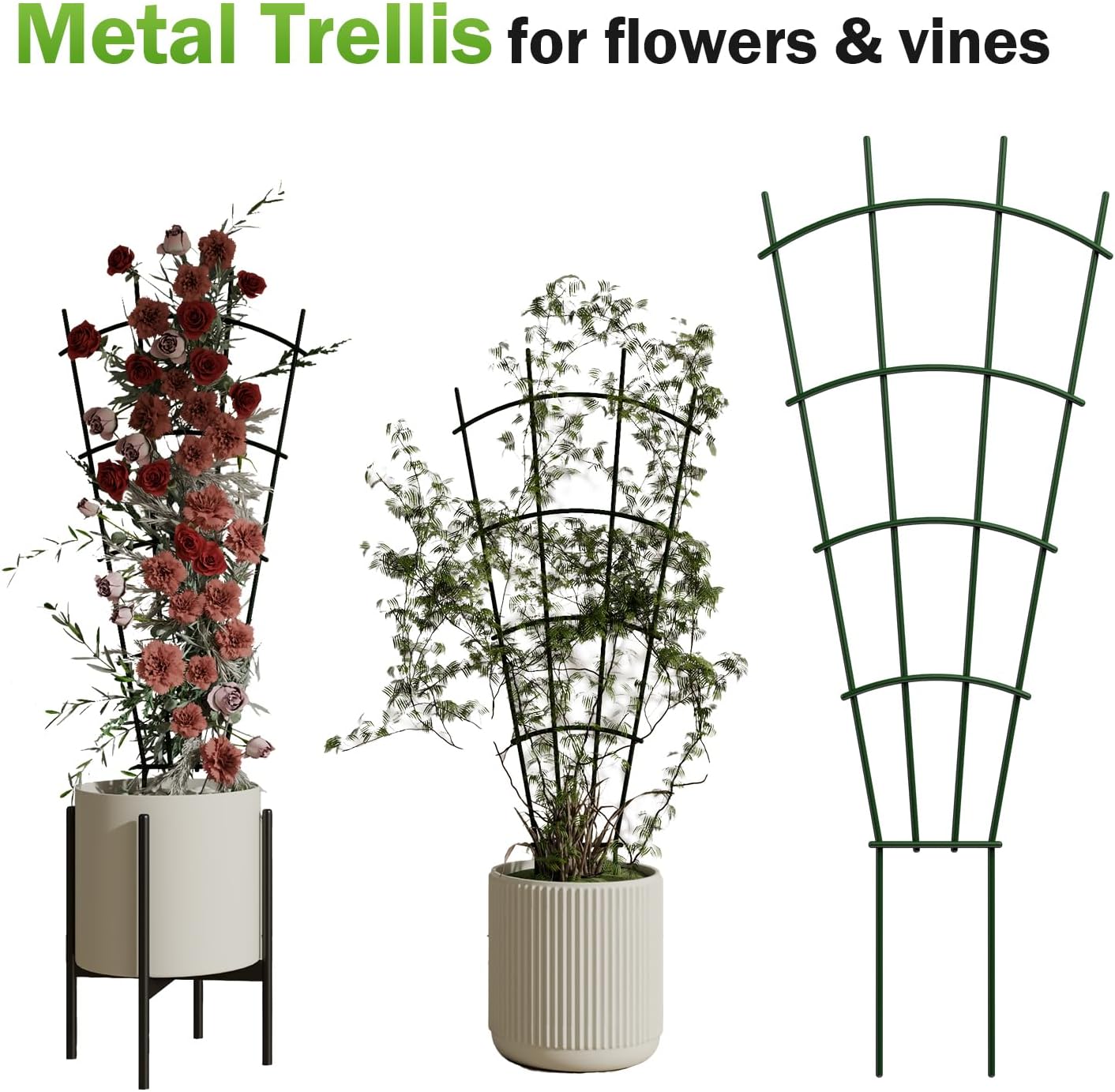 6-Pack Metal Trellis for Potted Plants, 43" Heavy Duty Garden Trellis for Climbing Plants, Rustproof Powder Coated Indoor/Outdoor Trellis for Climbing Vines, Flowers, Houseplants