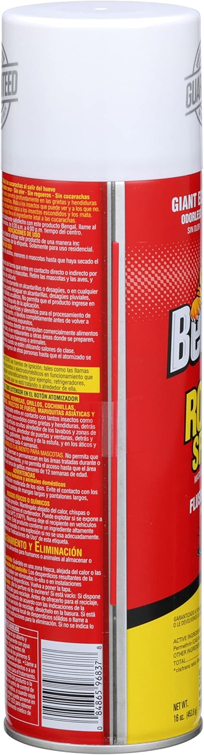 Bengal Roach Spray, Odorless Stain-Free Dry Spray, 2-Count, 16 Oz. Aerosol Cans