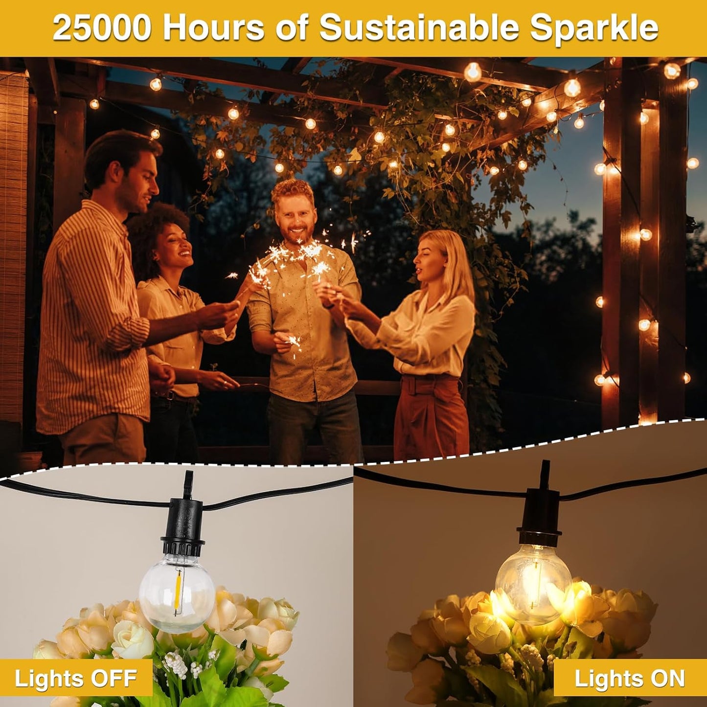 ZJOJO 200FT Outdoor String Lights, G40 Globe Outdoor Lights with 60 Shatterproof LED Bulbs 2700K, IP65 Waterproof Patio Light String Lights for Outside Backyard Porch Party