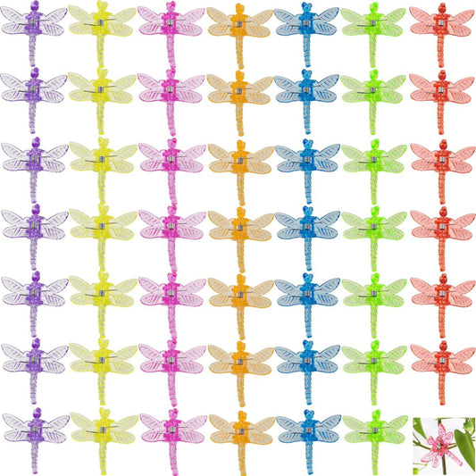 GXXMEI 70PCS Butterfly Orchid Clips Colorful Dragonfly Garden Plant Clips Portable Daisy Garden Flower Plant for Support Flower Orchid Vine