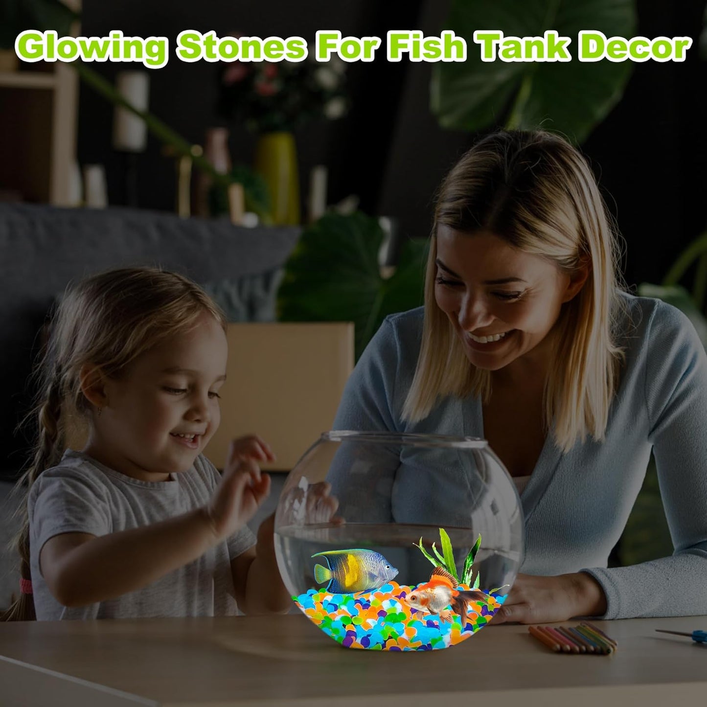 500pc Glow in The Dark Stones Glow Pebbles for Outdoor Garden Luminous Pebbles Glow in Dark Pebbles Glowing Fish Tank Rocks Glow Stones for Yard Walkway Pathway Aquarium,Color