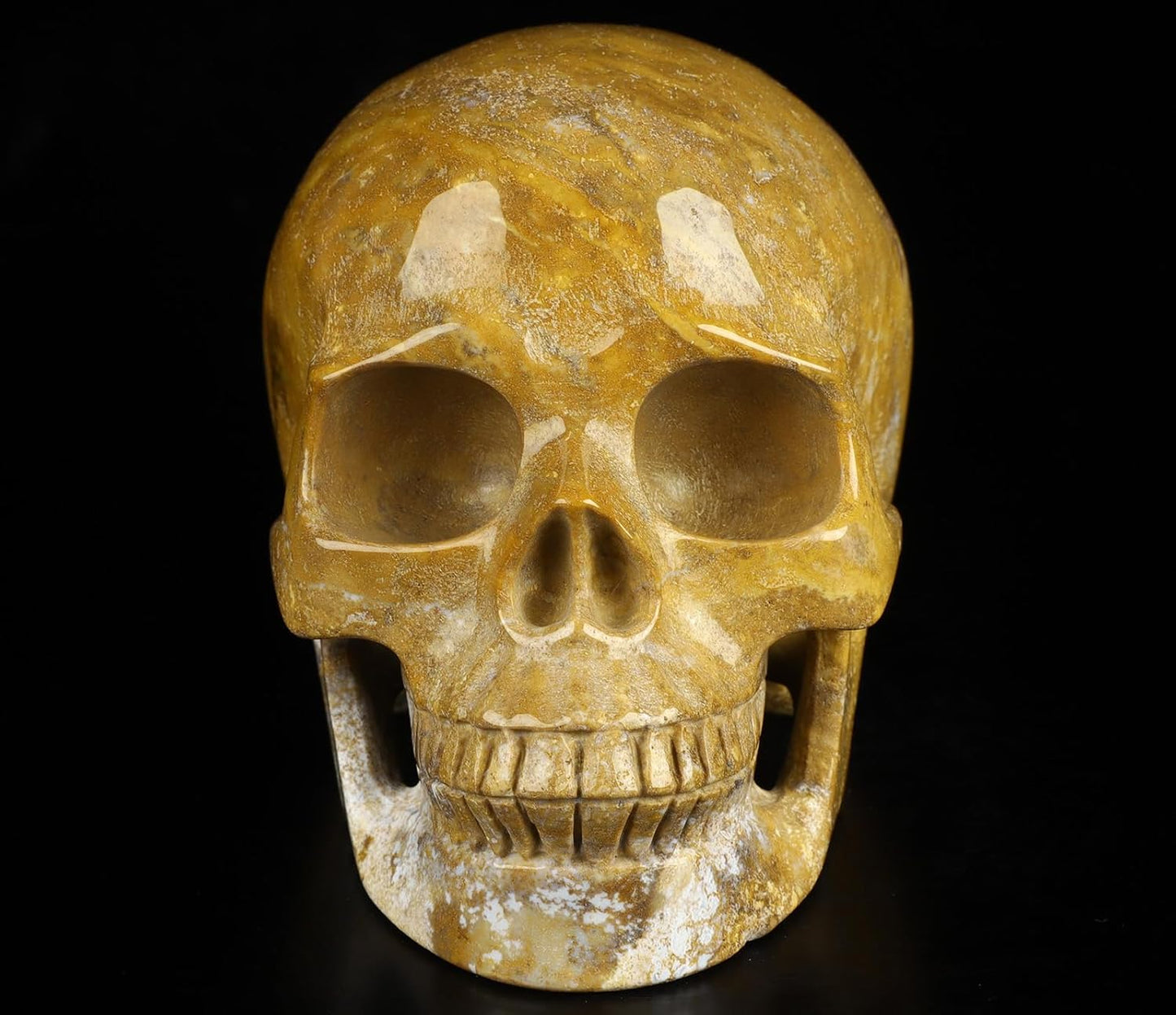 Skullis 5.0" Indian Agate Crystal Carved Crystal Skull. Hand Carved Gemstone Fine Art Sculpture.2393