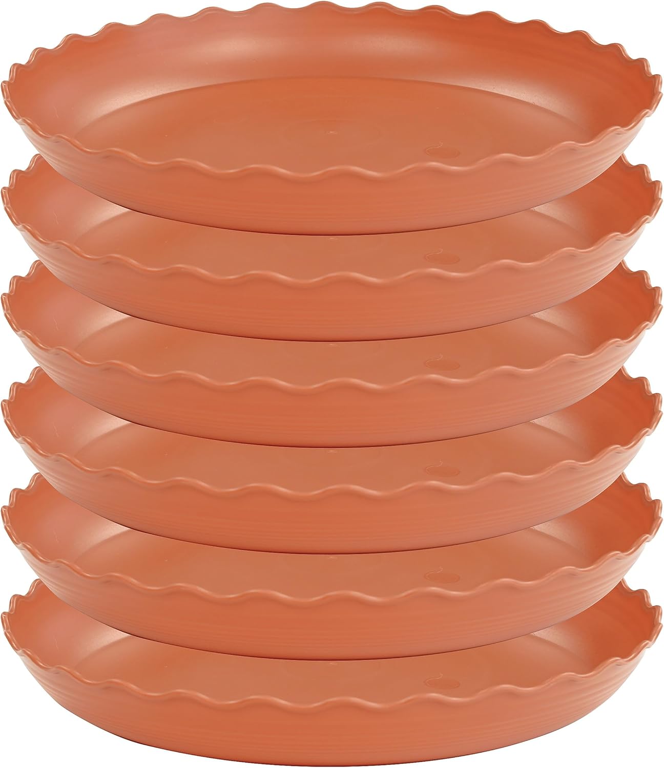 6 Pack Plant Saucer 8 inch, Heavy Duty Plastic Plant Water Tray, Planter Saucers, Flower Pot Tray Water Trays for Plant Pots (Terracotta)