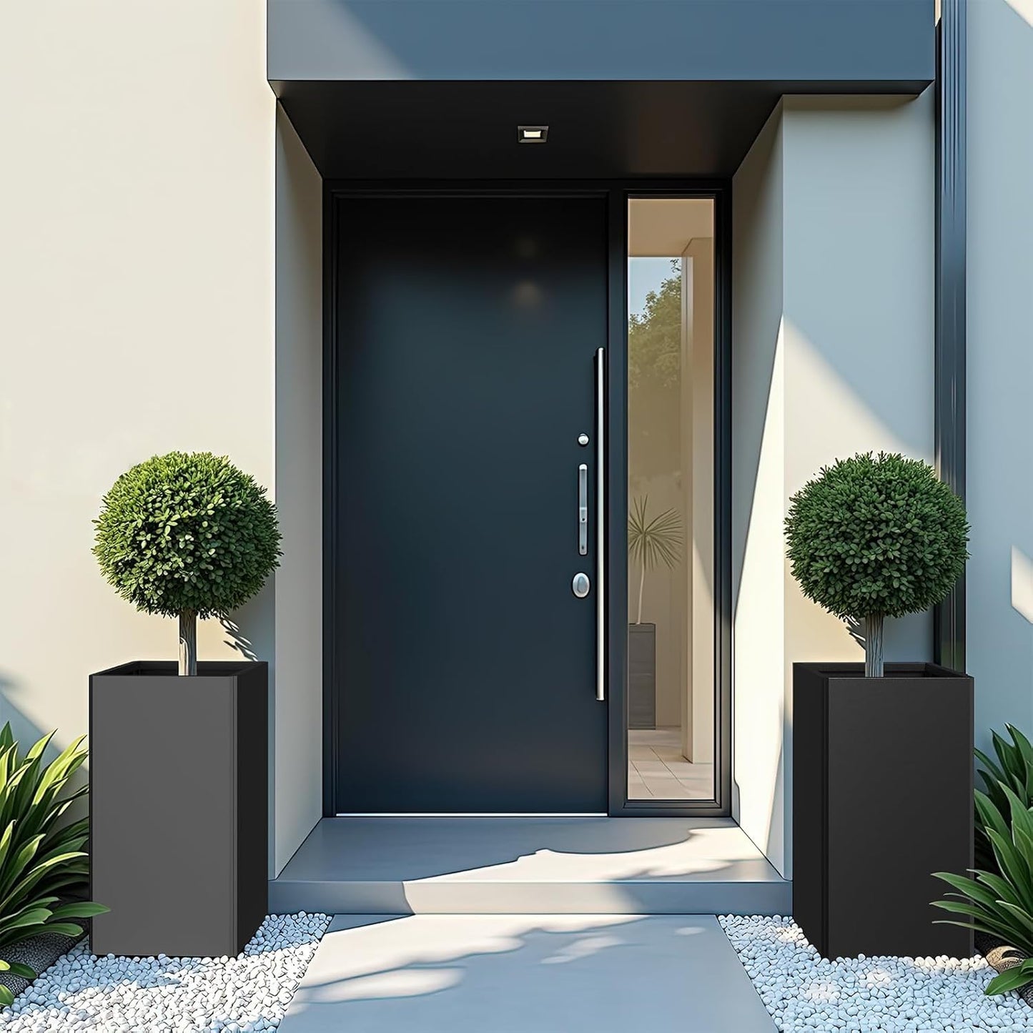 Tall Black Planter 28" Metal Square Large Plant Pots for Indoor Outdoor-Modern Tall Flower Pots for Porch, Patio, Deck, Commercial & Residential(14" Lx14 Wx 28" H)