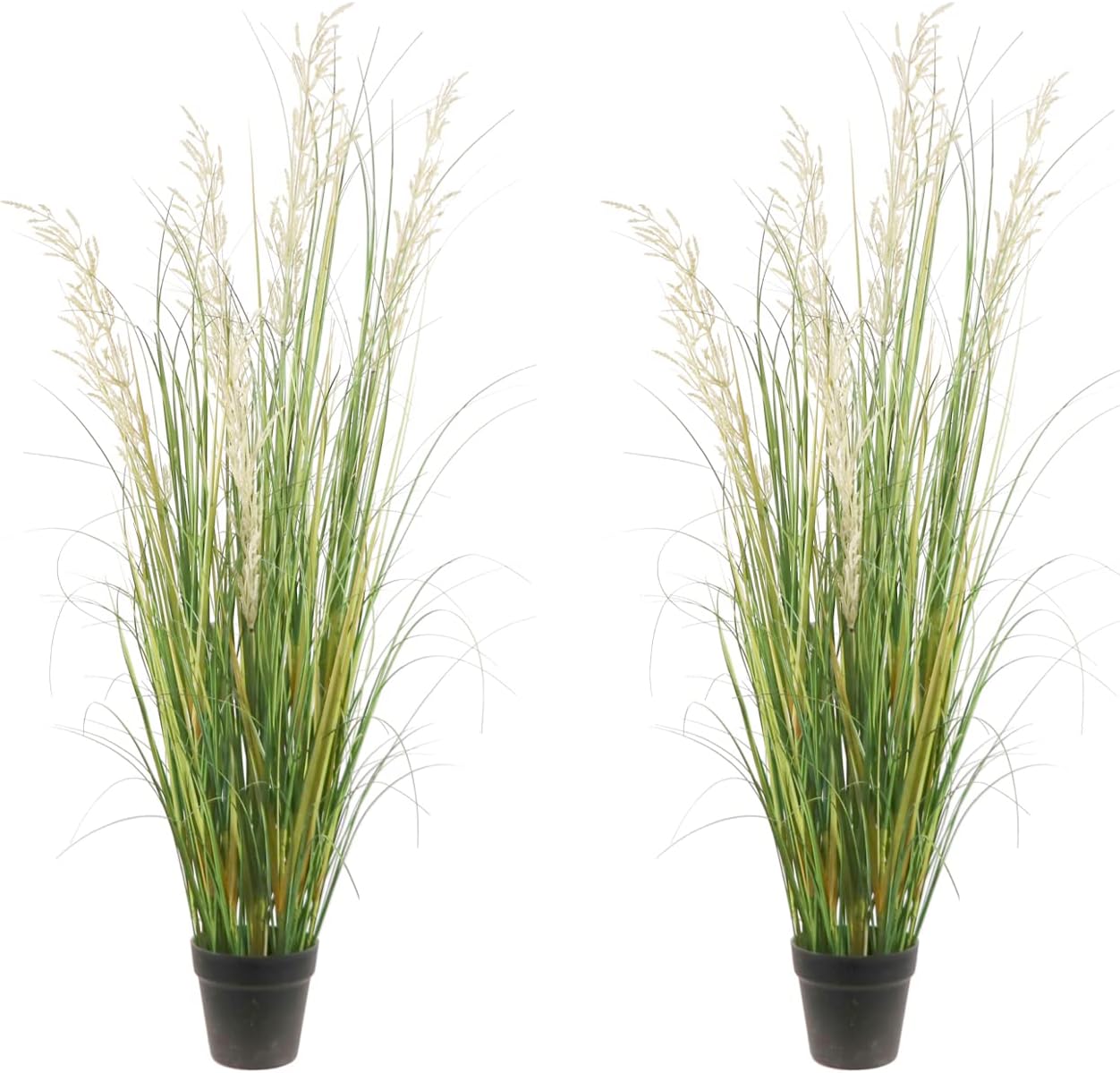 Artificial Plant, 47in Tall, 2pk Grass, Faux House Plant in Pot, Indoor Decorative Flowers & Plants, Housewarming Gift