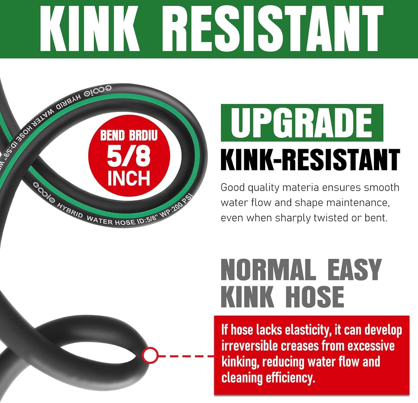 Heavy Duty Garden Hose 35ft, NON-EXPANDABLE Flexible Water Hose, Kink Resistant Lightweight Hybrid Hose, Leakproof Hose Male to Female Fittings