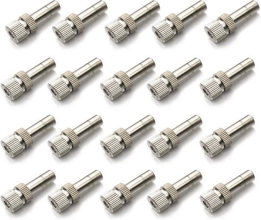 20pcs Brass Mister Nozzles, 6mm Misting Nozzles for Outdoor Cooling System, Landscaping, Air Humidification, Greenhouse Irrigation (without Filter, 0.004"/0.1mm Orifice)
