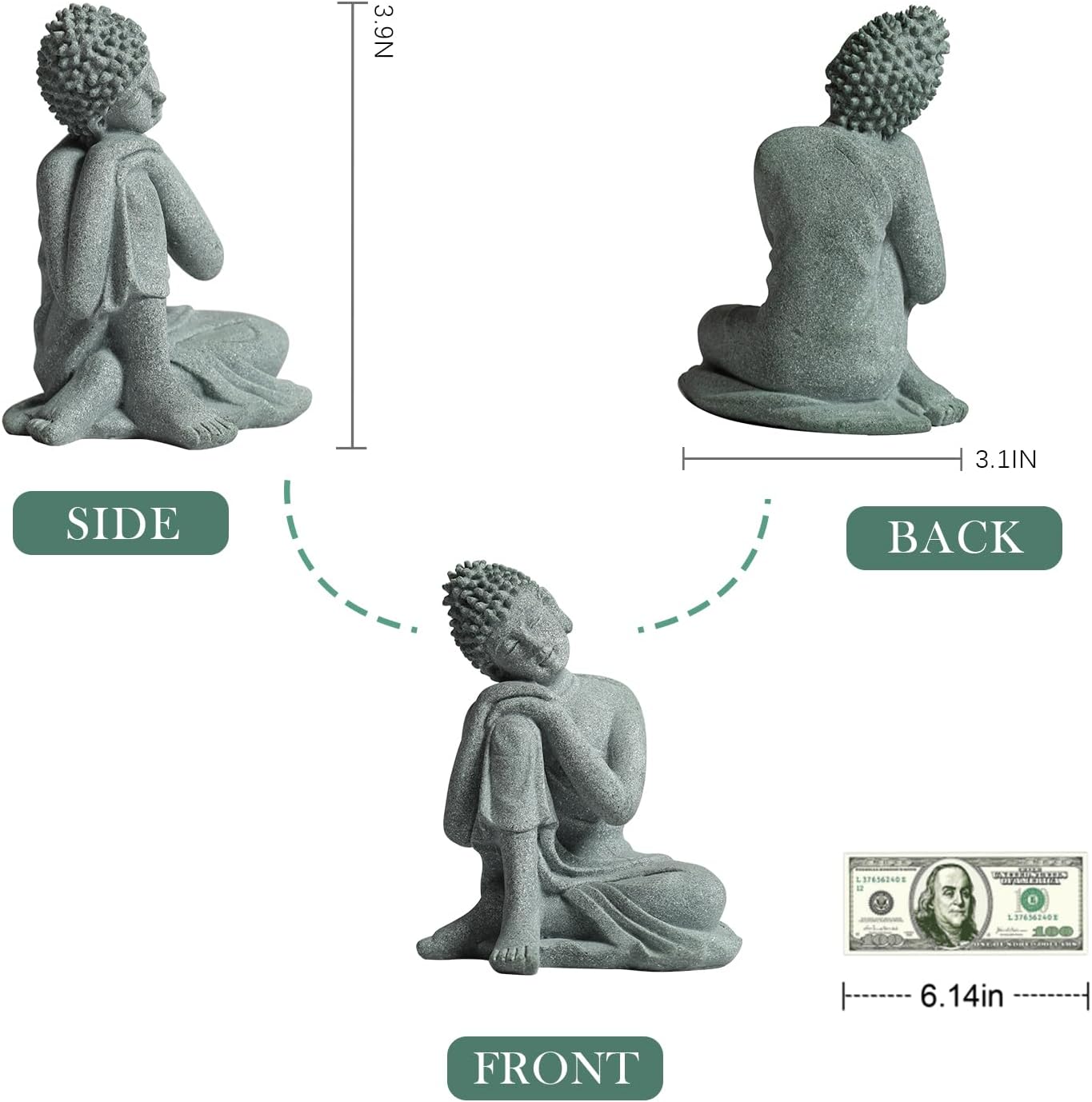 Little Buddha Statue for Home - Handmade Stone Meditation Sitting Buddha Figurine, Buddah, Buda, Budda, Baby Buddha Statue Indoor/Outdoor, Buddha Decor & Gifts, Buddhas, Buddha Sculpture