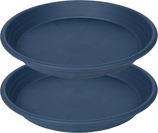 2 Pack of 22 inch Plant Saucer, Large Plant Tray, Heavy Sturdy Plant Drainage Tray for Indoors, Bird Bath Bowls, Sturdy Plastic Pot Tray for Planter 20 21"(Blue)