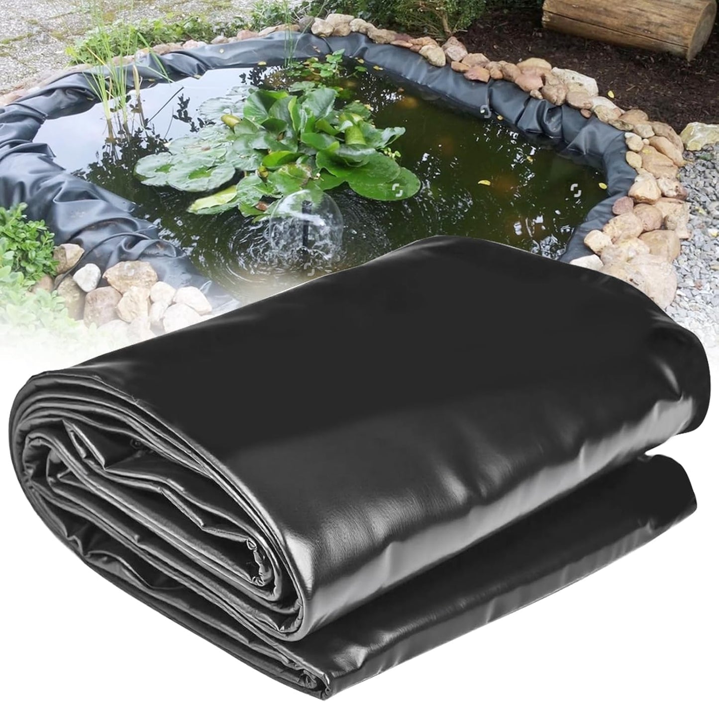 20 x 20 FT Pond Liner, 20 Mil Pond Liners for Outdoor Ponds, HDPE Pond Liner Preformed Easy Cutting Puncture Resistant, Pond Liners for Water Garden Fountain Waterfall, Koi Fish Aquaculture Pond