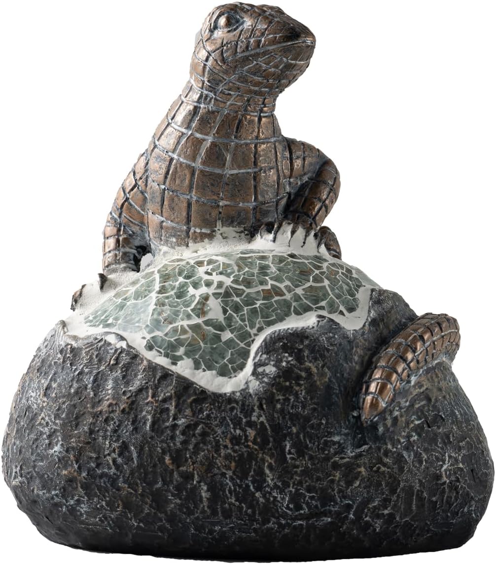 Solar Garden Outdoor Statues Lizard with LED Lights - Lawn Decor Lizard Statue for Patio, Balcony, Yard Ornament - Unique Housewarming Gifts