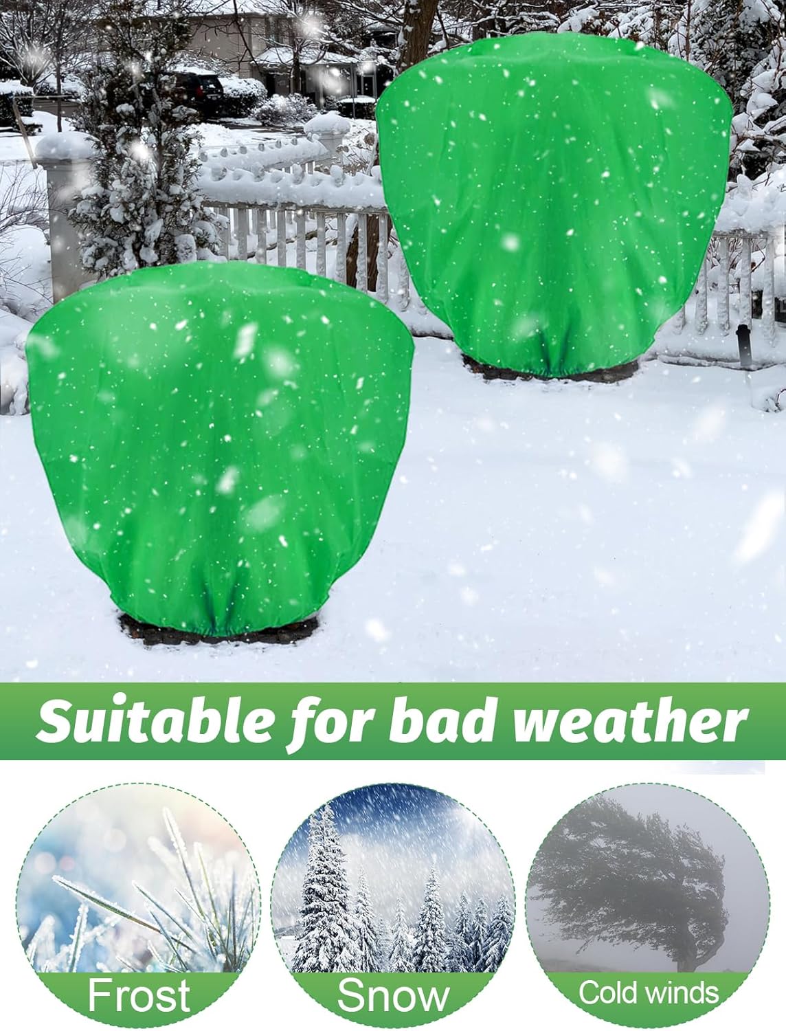 ANPHSIN 6 pcs Frost Protection Plant Covers - 39.3in x 39.3in Shrub Tree Plant Protection with Drawstring, Frost Cloth Wraps Blanket Freeze Bags for Winter Outdoor Garden Potted Plants Green
