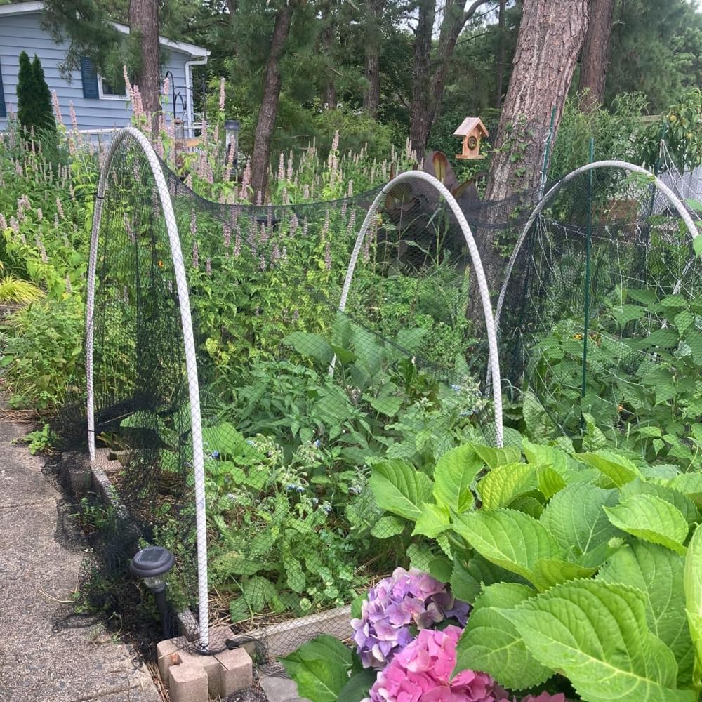 Junflying Bird Netting, 10x30 FT – 1/2" Mesh, Woven Black Netting for Garden Protection with Ties, Protects Vegetables, Fruit Trees, Blueberry Bushes & Strawberry Plants