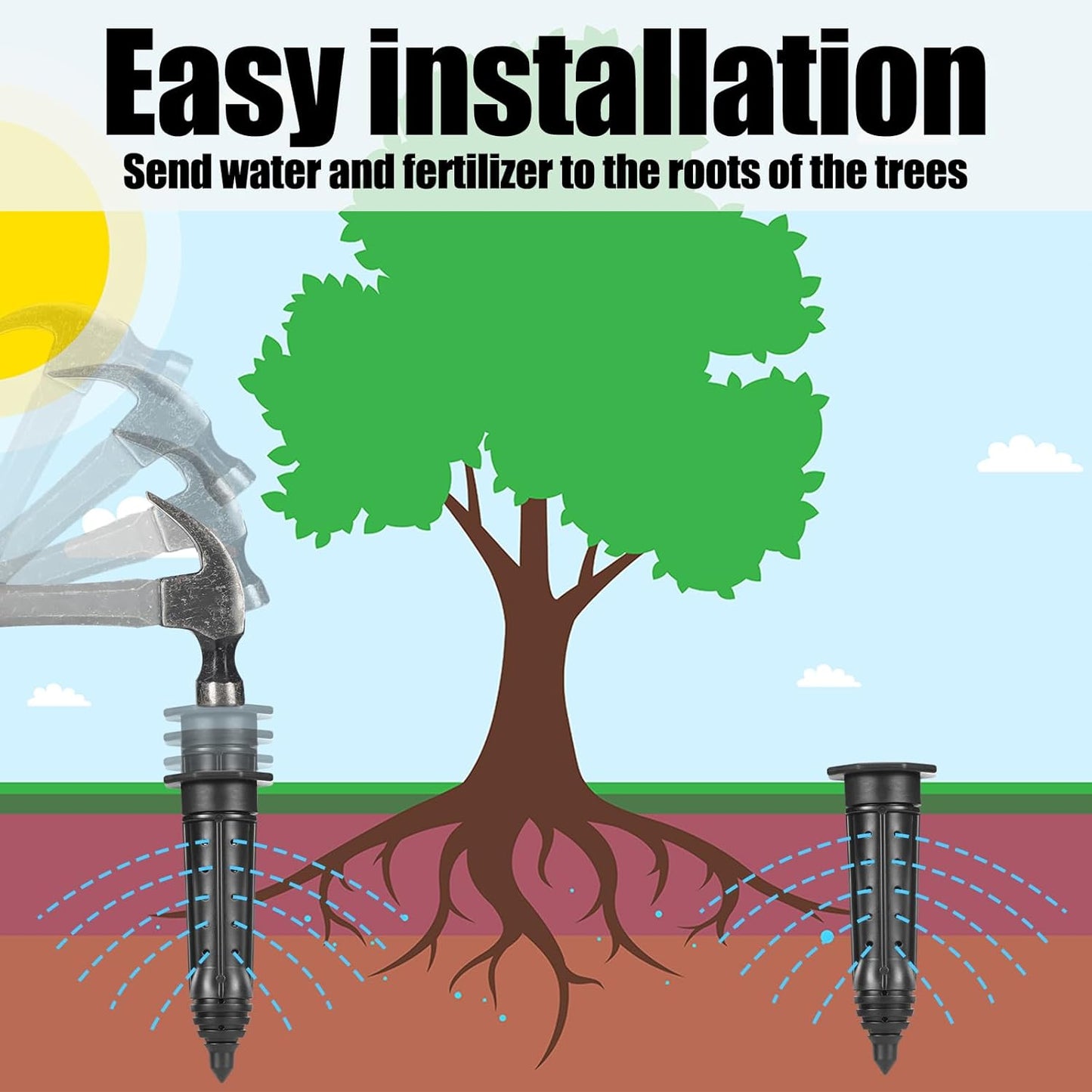 15 Pack Garden Watering Stake Large UV-Protected ABS Plastic Deep Root Irrigation Spike for Trees, Shrubs, Bushes, Shrubs, Flowers, Fruits, Vegetables, Potted Plants (8 Inch)