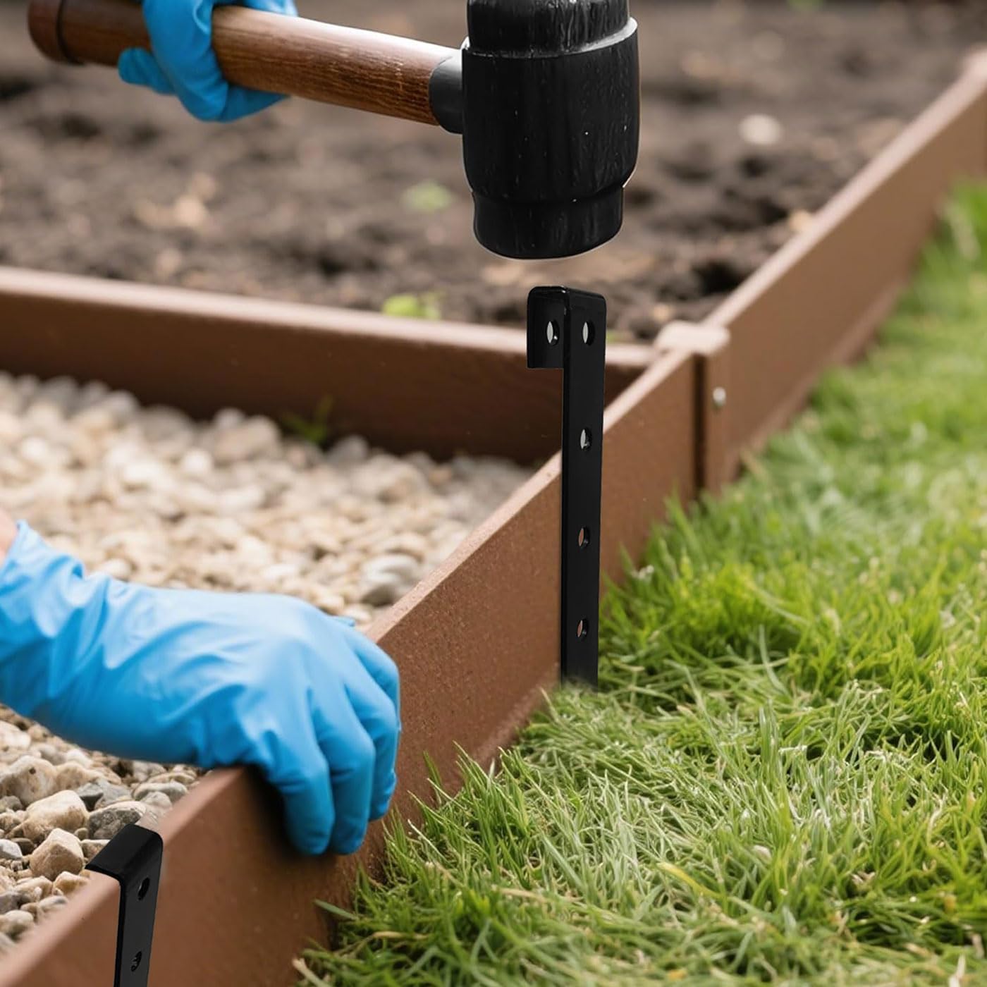 60Pcs Metal Garden Landscape Edging Stakes,Black, 10inch anchoring Stakes Landscape Anchoring Spikes for Terrace Board, Grass Barrier, Landscape Edging Coil, Garden Liner, Bender Board