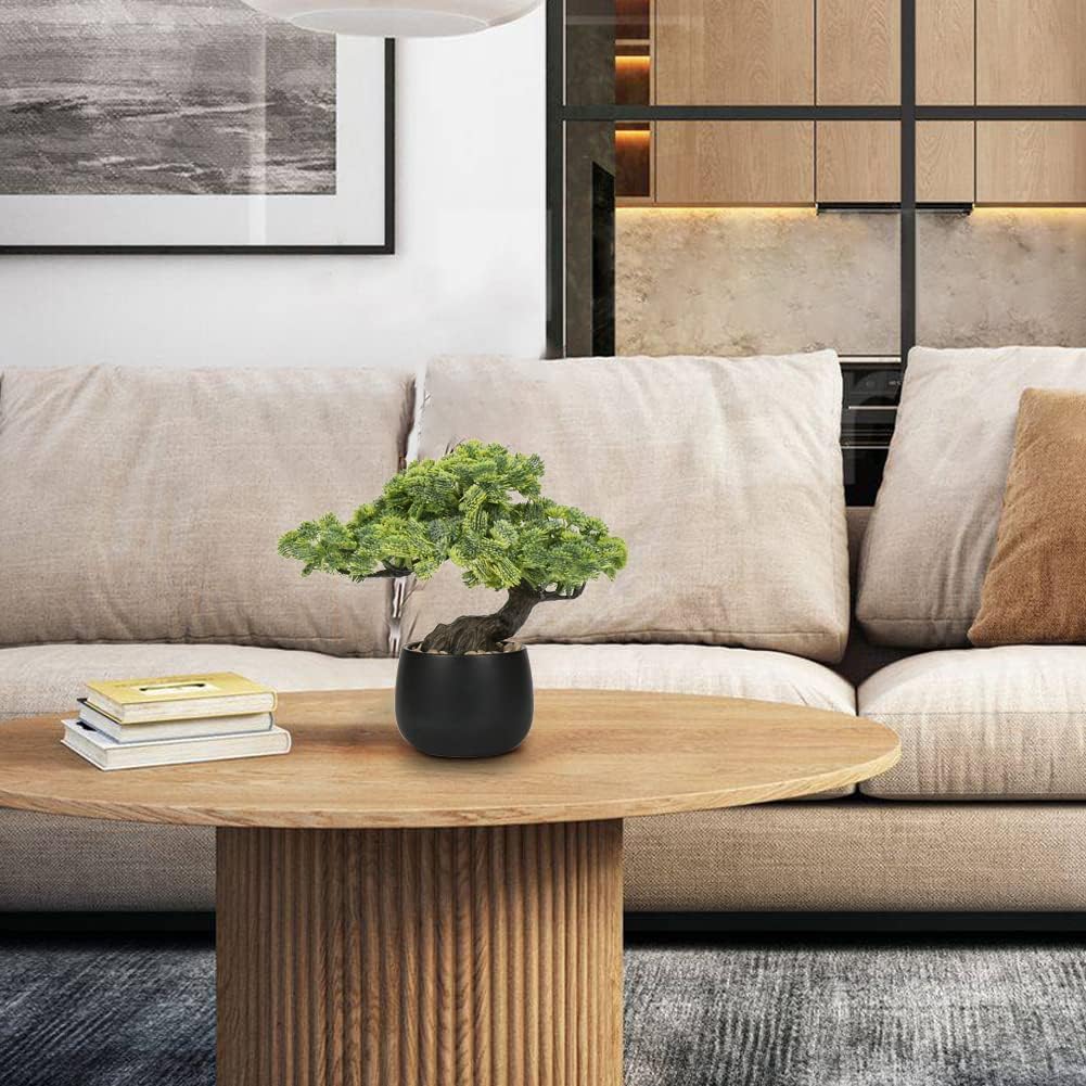 Artificial Bonsai Tree Juniper Faux Plants Indoor Fake Plants Decor with Black Ceramic Pots for Home Table Office Desk Bathroom Shelf Bedroom Living Room Farmhouse Decorations