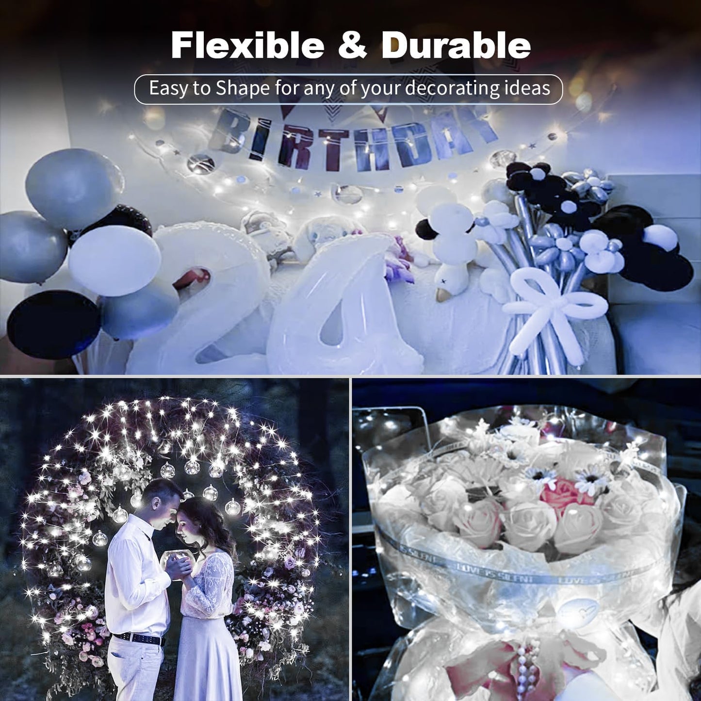 20 Pack LED Fairy Lights Battery Operated,3 Features Blinking Slowly Blinking & just on 7FT 20 LED Waterproof Mini Twinkle String Lights for Christmas Decorations,10 White & 10 Warm White