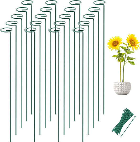 Joyhalo 20 Pack Plant Support Stakes 36 Inches, Plant Stakes, Flower Stakes with 24 Twist Ties, Garden Sticks for Plants Hibiscus, Sunflower, Red Hot Poker, Hydrangea, Tomato, Sapling Etc