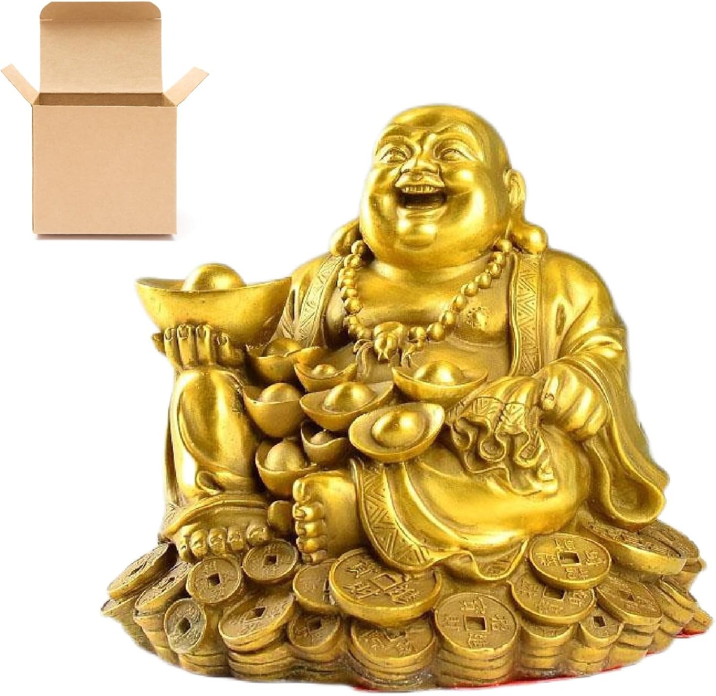 Golden Laughing Buddha Statue,New Home Decor, for Home,Room Decor Lucky and Happy,Zen Garden