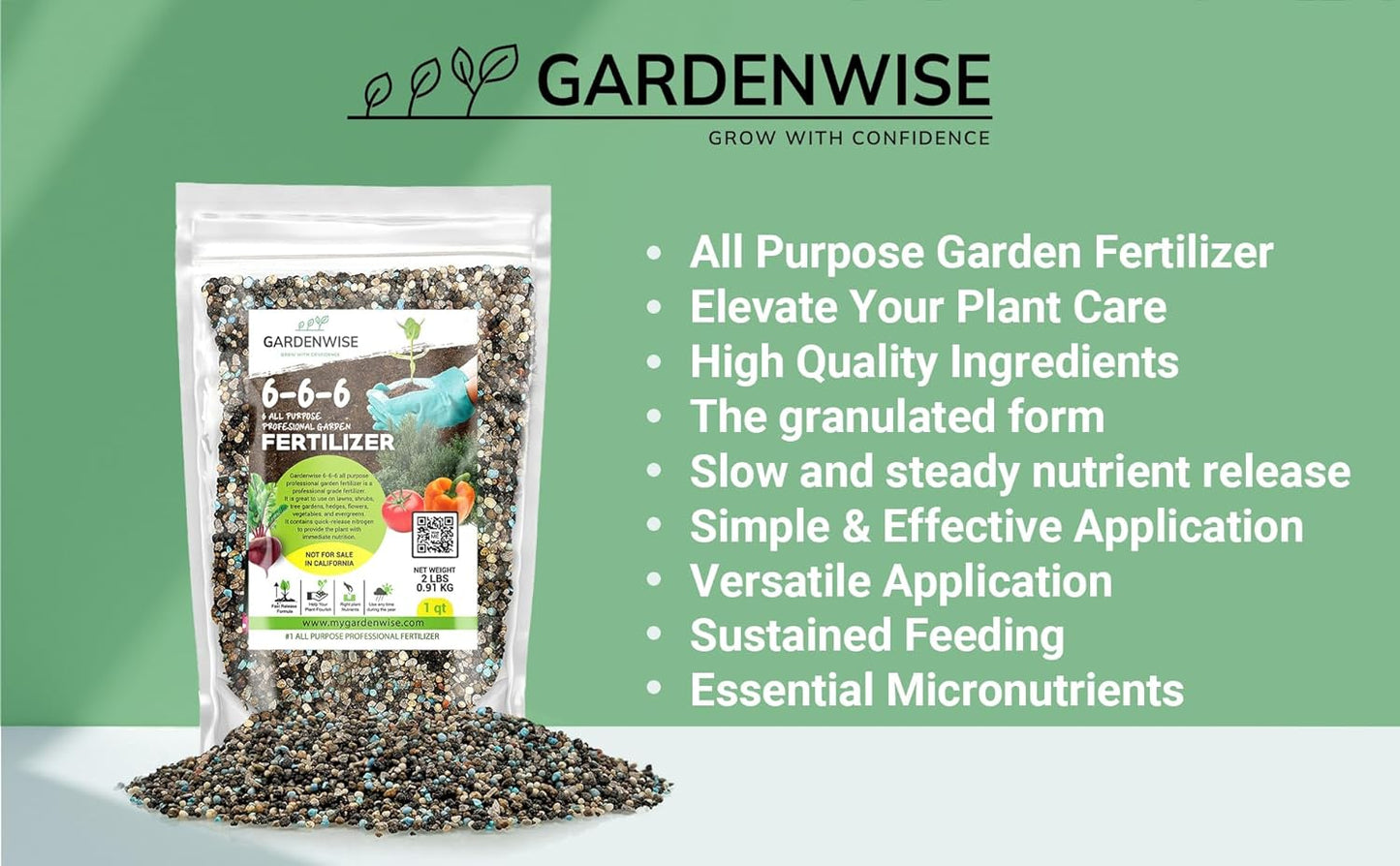 6-6-6 All-Purpose Professional Plant Food Fertilizer; Ideal for Winter Care & Spring Feeding, Perfect Balanced NPK for Indoor and Outdoor Plants (4 QUARTS)