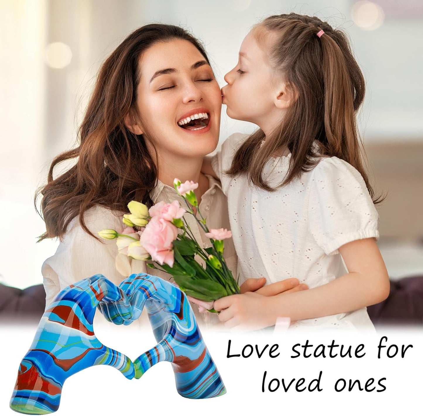 Fluid Blue Decor for Living Room Bedroom Bookshelf Coffe Table, Personalized Finger Home Accents, Modern Art Aesthetic Statues, Resin Sculpture for Reading Decor