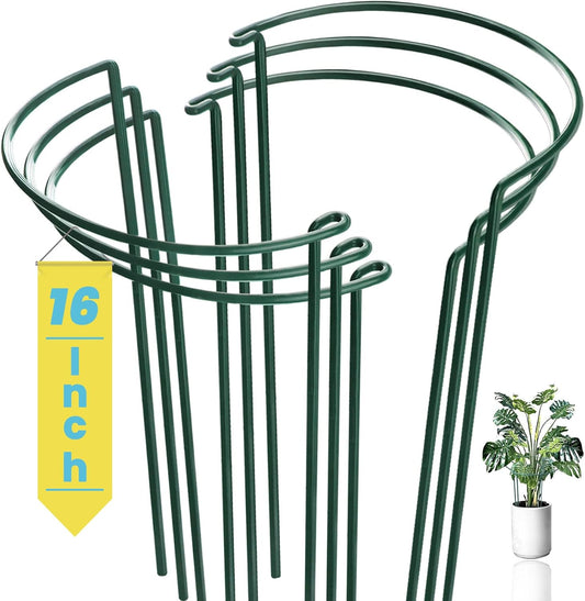 6-Pack Snake Plant Support Stakes, Half-Round Peony Cages and Supports, Green Plant Support Ring - Sturdy and Durable for Indoor and Outdoor Potted Plants, Such as Amaryllis, Peony, Hydrangea