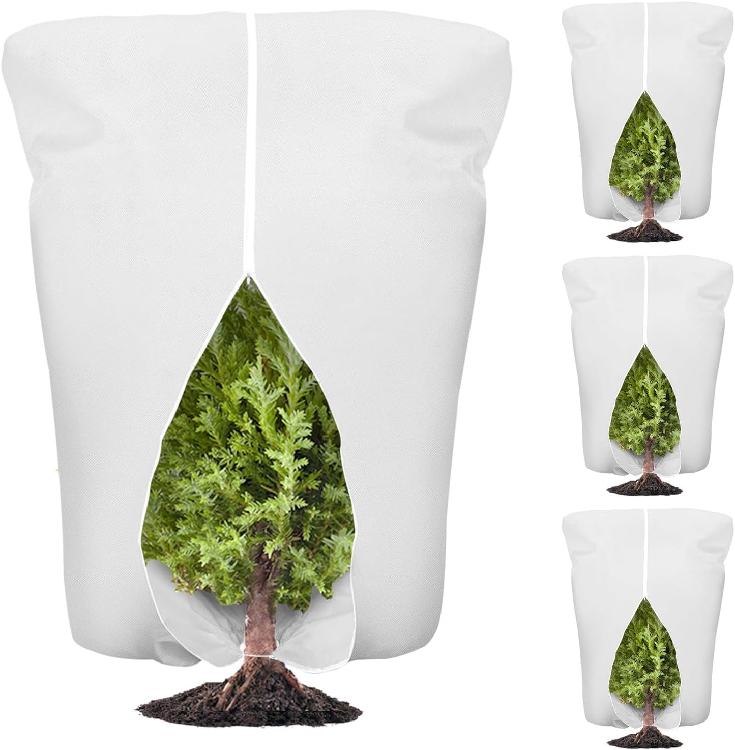 4 Pcs Plant Covers Frost Protection Bag 71" x 47" Winter Reusable Plants Jacket with Drawstring Shrub Protection Wraps Bags Frost Blanket for Winter Outdoor Garden Plants