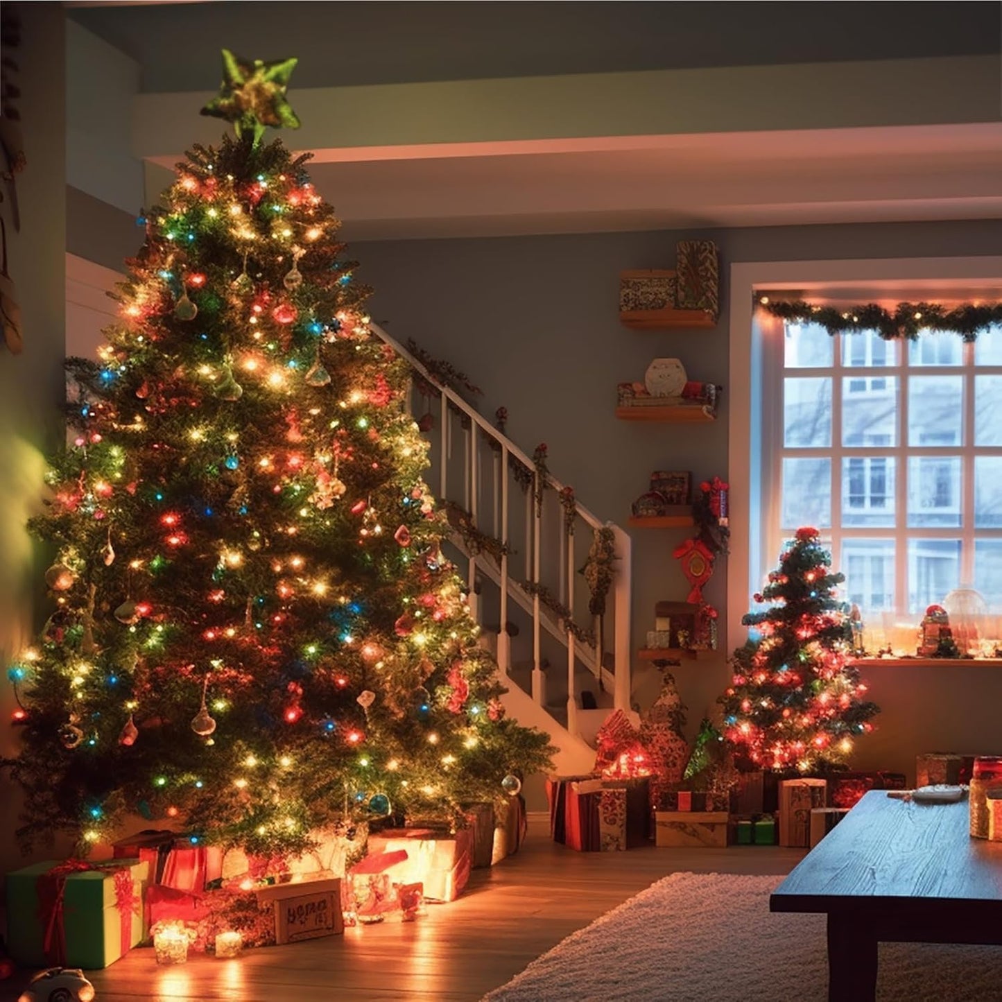 2 Pack Solar Christmas String Lights, Total 400 LED 144Ft Solar String Lights, Outdoor Lighting with 8 Modes Waterproof for Xmas Tree, Garden, Patio, Party Decorations (Multi Color)