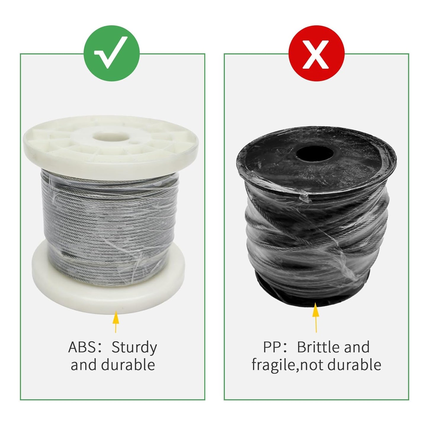 3/38" Wire Cable Rope Kit ，Vinyl Coated 304 Stainless Steel Wire – 100FT 7x7 Strand Cable with Turnbuckles，String Lights Hanging Kit for Outdoor, Garden,Patio, Crafts, Hanging Lights