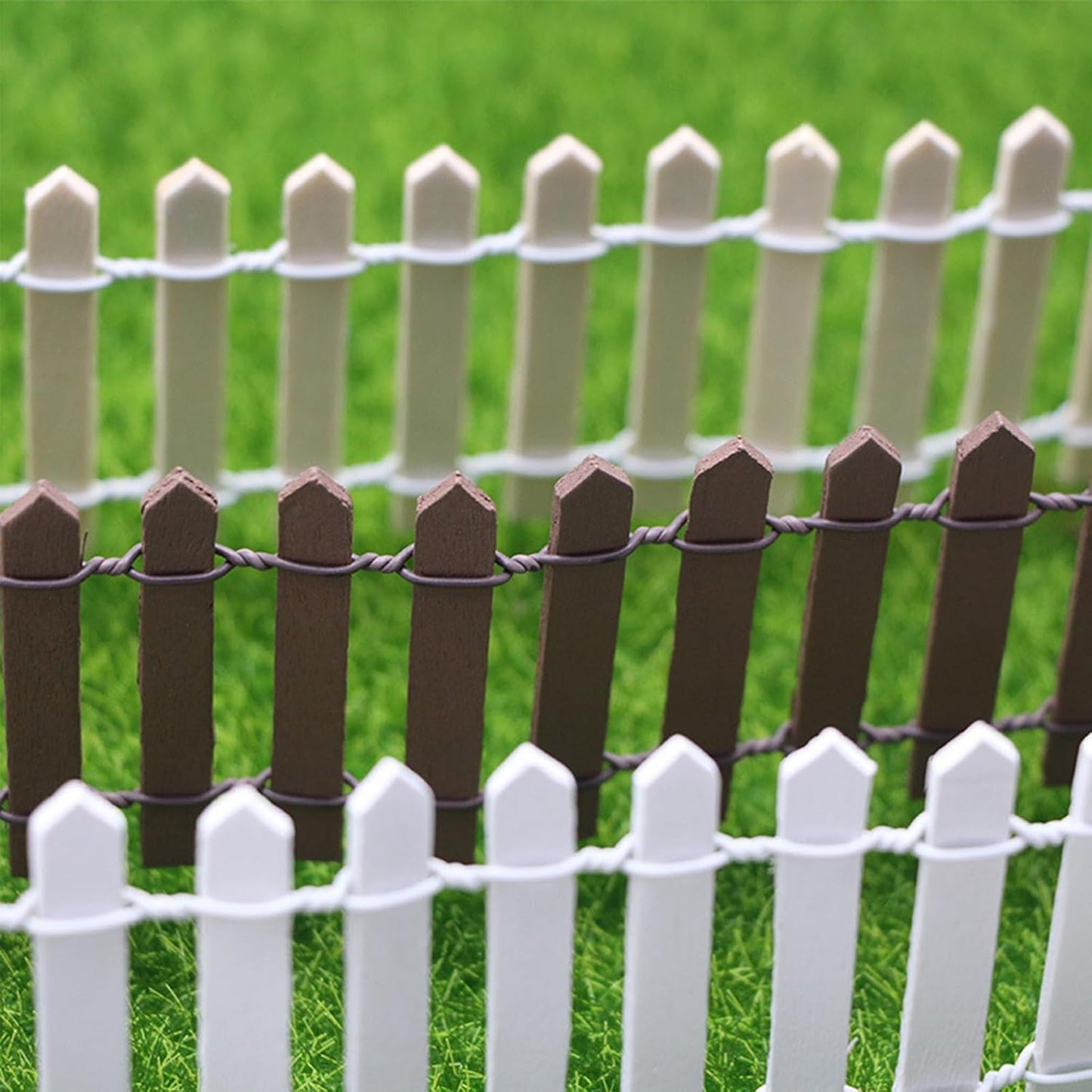 35 Inches Mini Fairy Garden Fence DIY Small Wood Decorative Picket Fence Micro Landscape Miniature Ornaments for Dollhouse, Crafts, Diorama Project, Plant Pot (White(2 PCS))