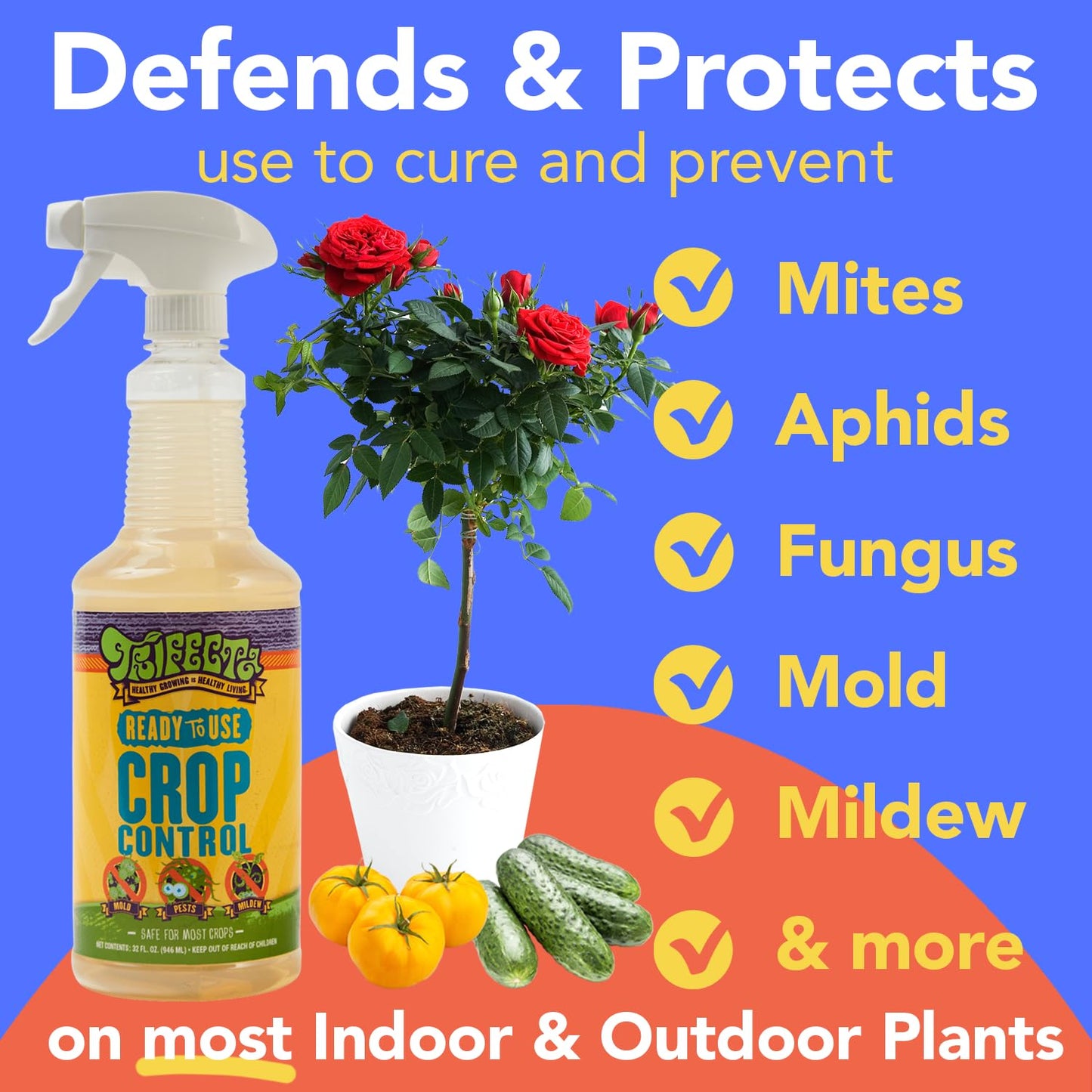 Trifecta Crop Control Insecticidal Soap for Plants | All Natural Fungicide for Plants | Spider Mite Killer Indoor Plants, Food Safe Pesticide, Herbicide, Spider Mites Spray for Plants (32oz - 2 Pack)