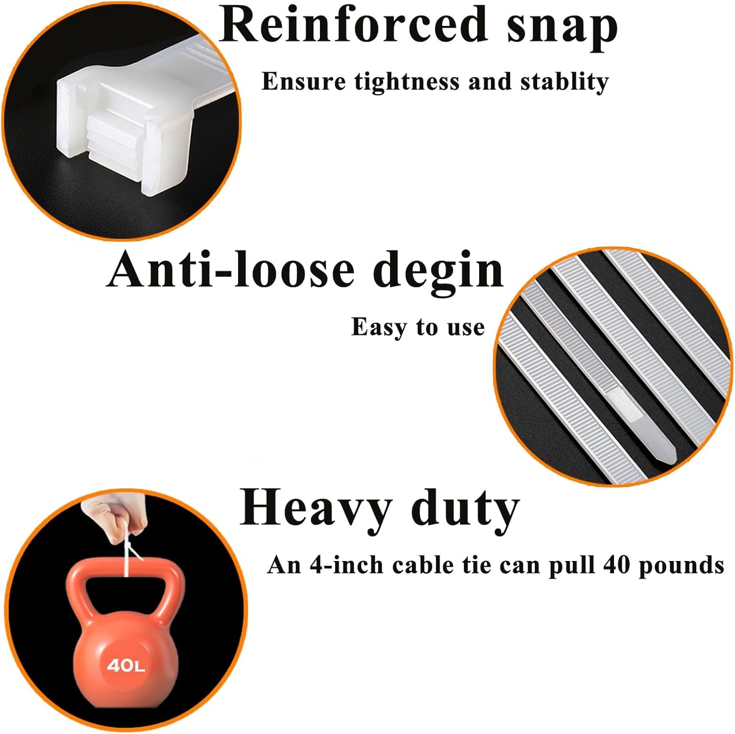 4 Inch White Cable Tie Zip Ties Nylon Zip Ties Plastic Ties 100Pcs