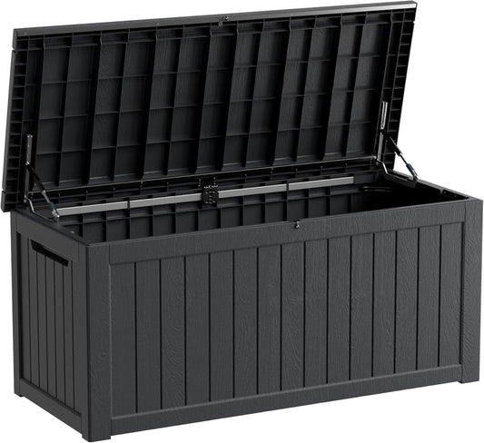 Heavy-Duty 270 Gallon Waterproof Deck Storage Box, Outdoor Storage for Garden & Patio, Lockable Resin Storage Chest for Pool Accessories, UV-Resistant, Onyx Black