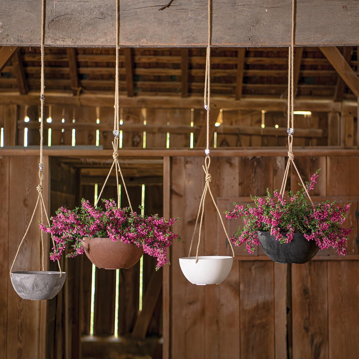 Root & Vessel Self Watering Hanging Planter for Indoor or Outdoor Plants, Unique Marbled Hanging Basket Made of Eco-Friendly Blend of Stone & Plastic, Black, 10"