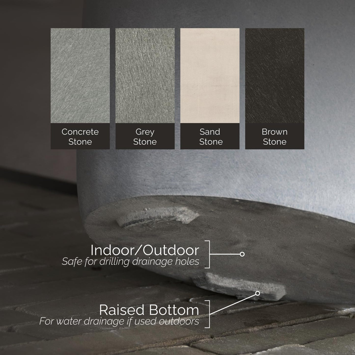 Lofto Tall Planter – Brown Stone Finish – Fiberglass Indoor/Outdoor and Weather-Resistant Large Planter (14.6" D x 30.5" H Exterior, 13.4" D x 30.3" H Interior)