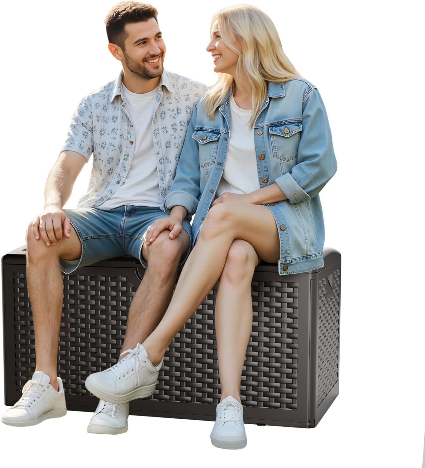 80 Gallon Resin Storage Box, All-Weather, Lockable Multi-Purpose Deck Box for Outdoor Cushions, Patio Items, and Garden Equipment, Pure Brown